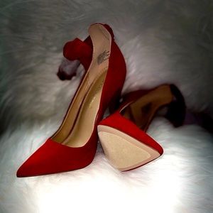 ShoeDazzle Red Ankle Tie Pumps